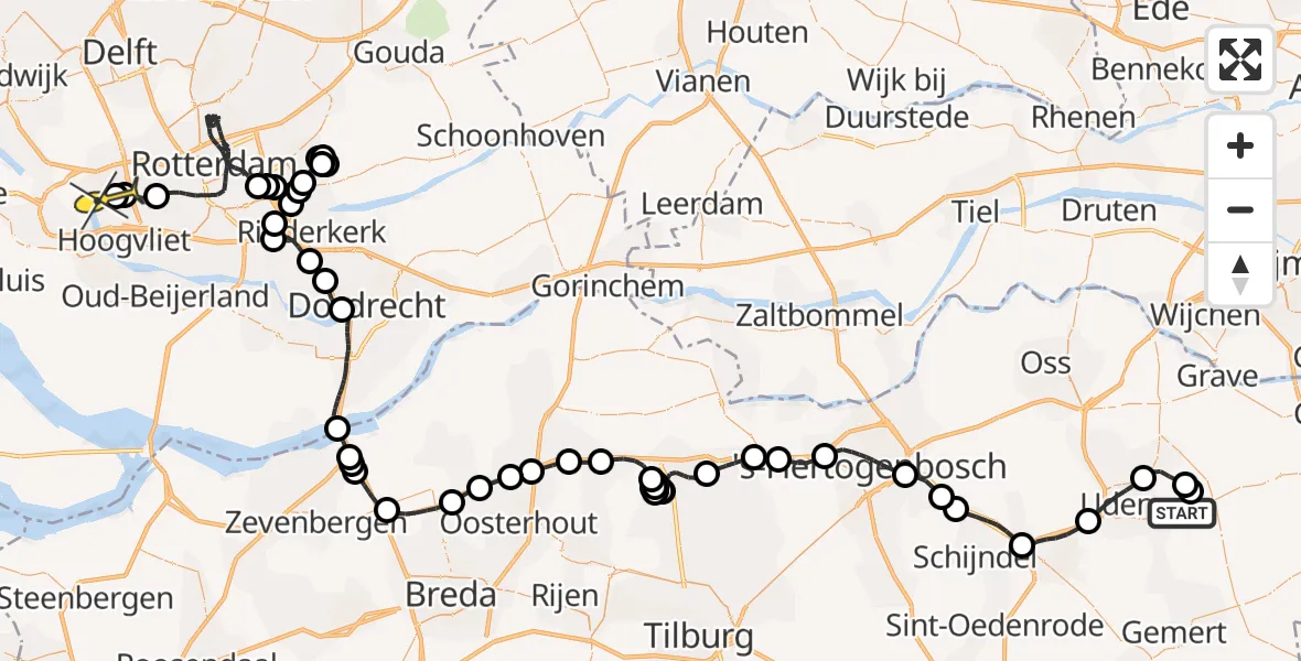 Routekaart van de vlucht: Politiehelikopter naar Vlaardingen, Maasboulevard