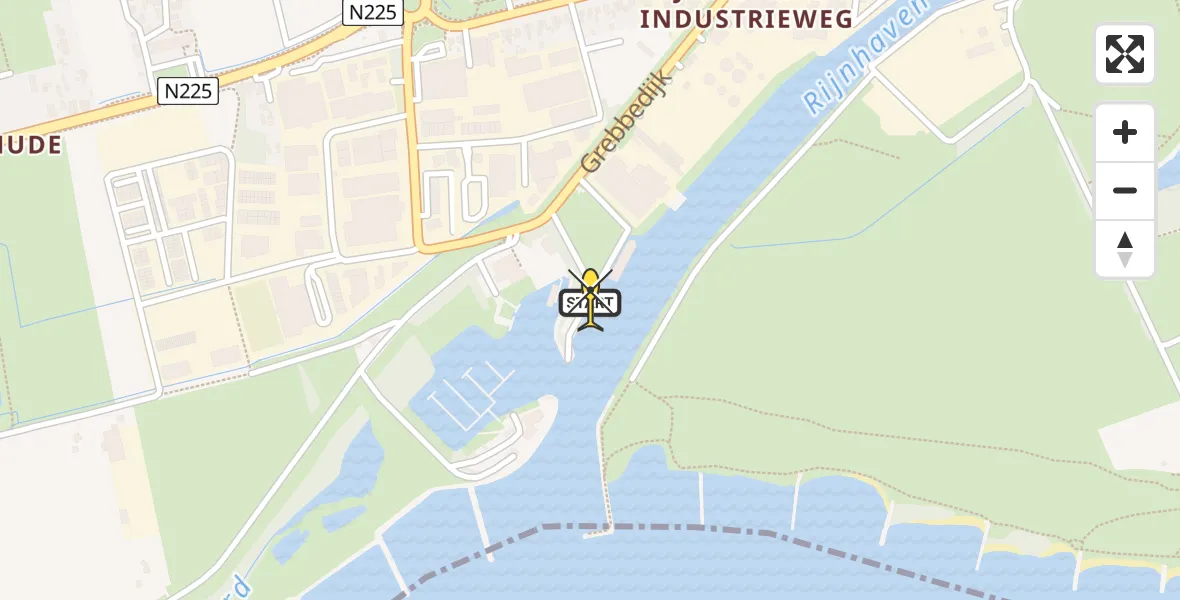 Routekaart van de vlucht: Politieheli naar Wageningen, 't Stek