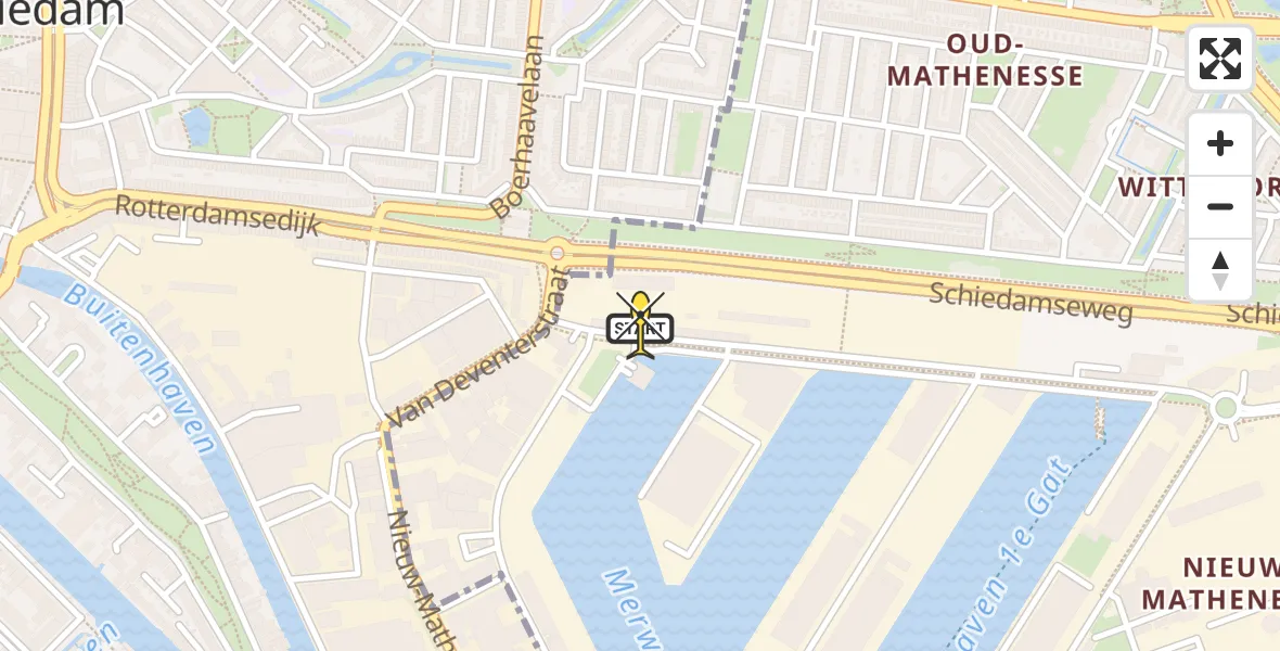 Routekaart van de vlucht: Lifeliner 2 naar Rotterdam, Marconistraat