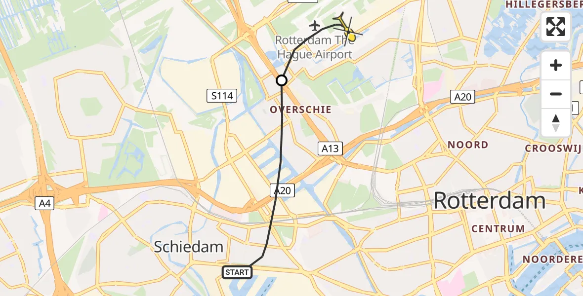 Routekaart van de vlucht: Lifeliner 2 naar Rotterdam The Hague Airport, Alblasstraat