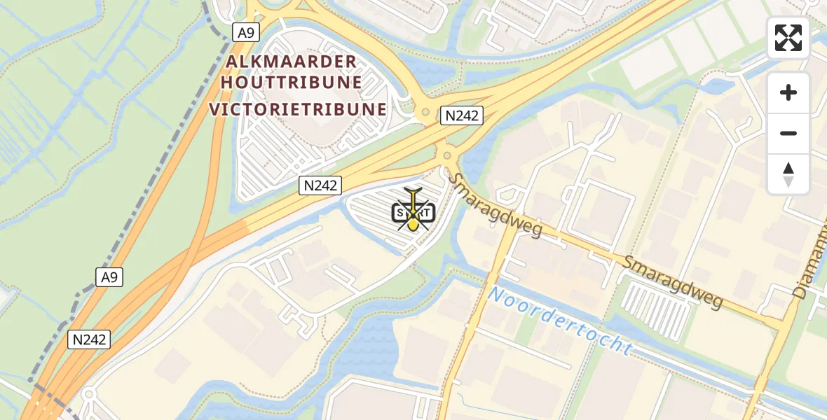 Routekaart van de vlucht: Lifeliner 1 naar Alkmaar, Parelweg