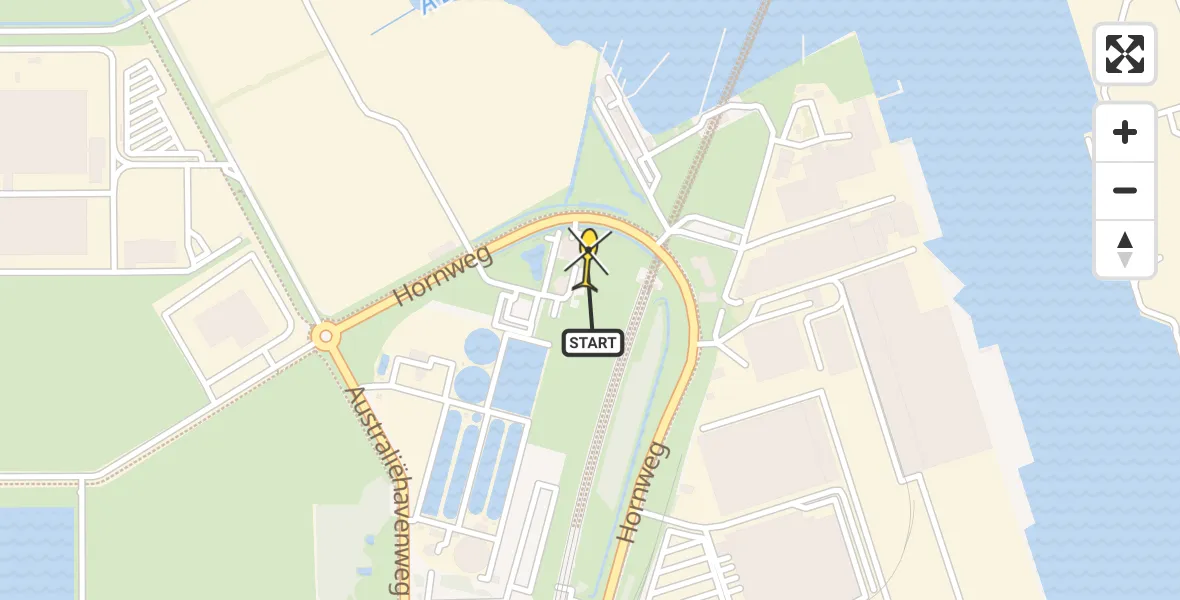 Routekaart van de vlucht: Lifeliner 1 naar Amsterdam Heliport, Hornweg