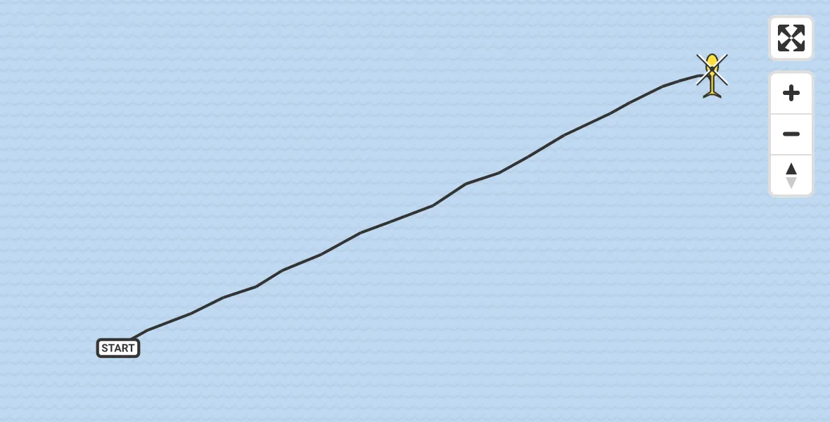 Routekaart van de vlucht: Kustwachthelikopter naar Urk
