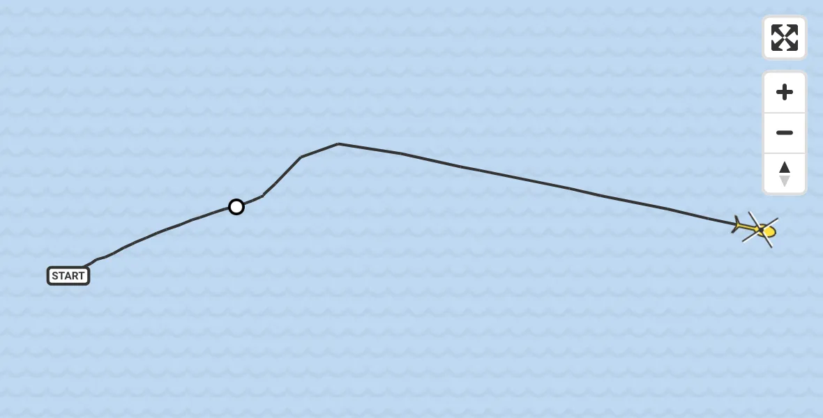 Routekaart van de vlucht: Kustwachthelikopter naar Espel