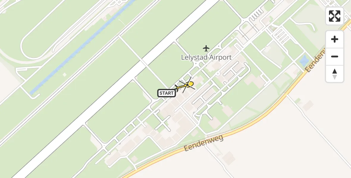 Routekaart van de vlucht: Traumaheli naar Lelystad Airport, Emoeweg