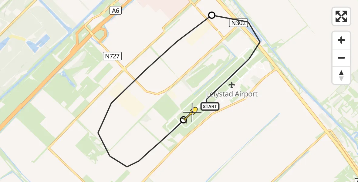 Routekaart van de vlucht: Traumahelikopter naar Lelystad Airport, Arendweg