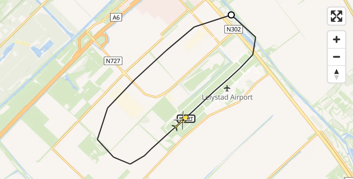 Routekaart van de vlucht: Traumaheli naar Lelystad Airport, Arendweg
