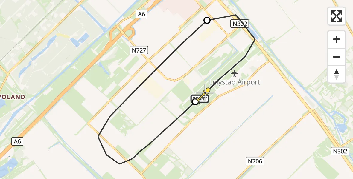 Routekaart van de vlucht: Traumaheli naar Lelystad Airport, Eendenweg