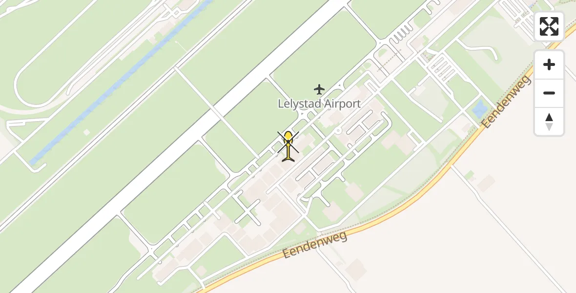 Routekaart van de vlucht: Traumahelikopter naar Lelystad Airport