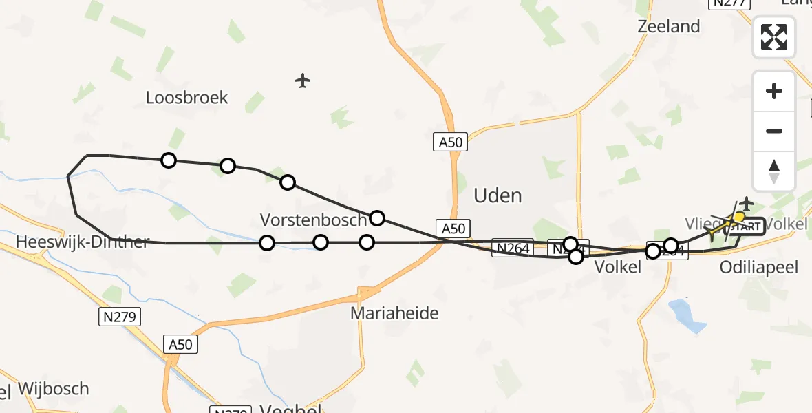 Routekaart van de vlucht: Lifeliner 3 naar Vliegbasis Volkel, Rondweg Volkel