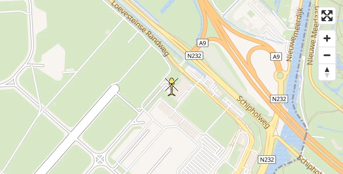 Routekaart van de vlucht: Politieheli naar Schiphol