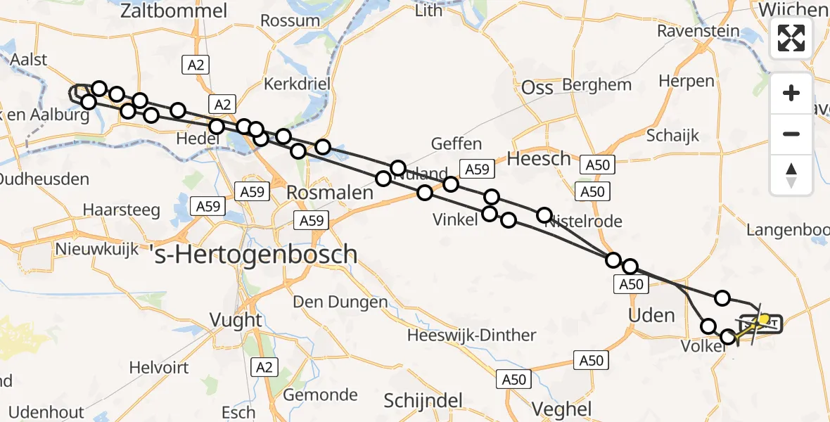 Routekaart van de vlucht: Lifeliner 3 naar Vliegbasis Volkel, Houtvennen