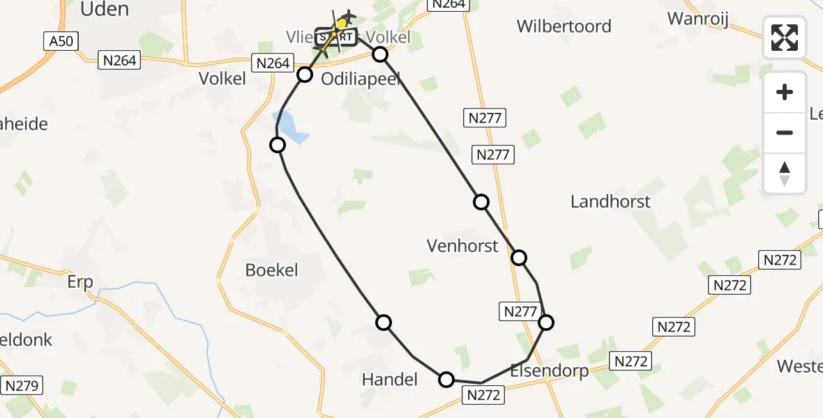 Routekaart van de vlucht: Lifeliner 3 naar Vliegbasis Volkel, Rogstraat