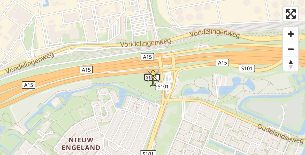 Routekaart van de vlucht: Lifeliner 2 naar Hoogvliet, Aveling