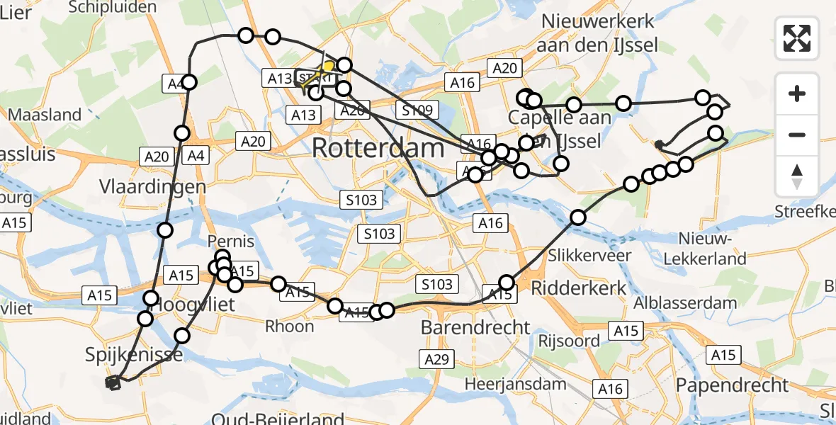 Routekaart van de vlucht: Politiehelikopter naar Rotterdam The Hague Airport, Edsger Dijkstralaan