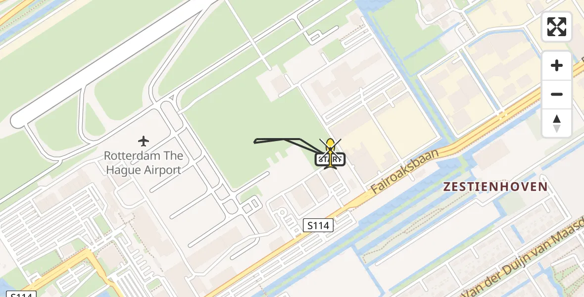 Routekaart van de vlucht: Lifeliner 2 naar Rotterdam The Hague Airport, Brandenburgbaan