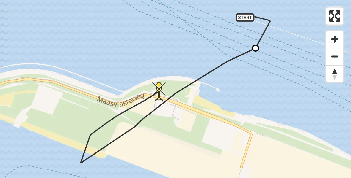 Routekaart van de vlucht: Kustwachthelikopter naar Maasvlakte, Prinses Máximaweg