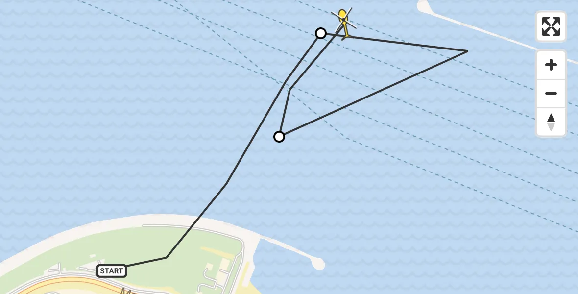 Routekaart van de vlucht: Kustwachthelikopter naar Hoek van Holland, Maasgeul