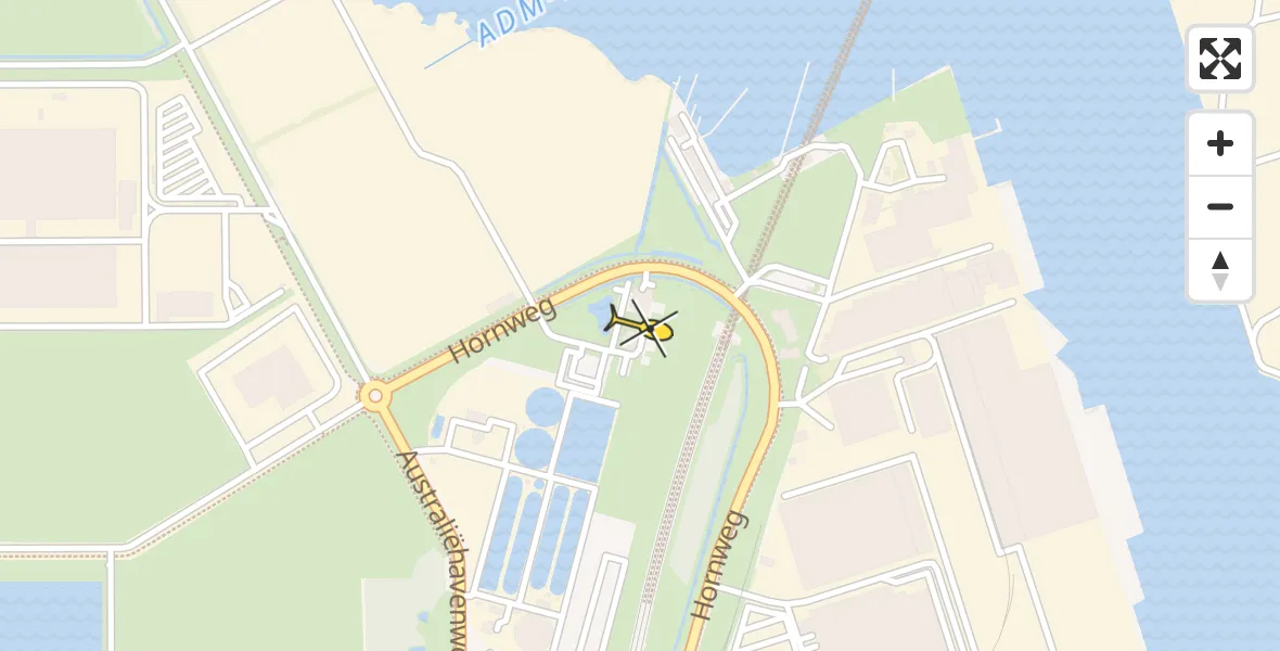 Routekaart van de vlucht: Lifeliner 1 naar Amsterdam Heliport