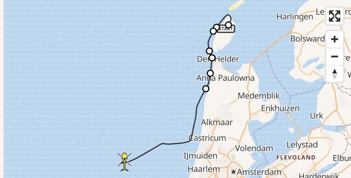 Routekaart van de vlucht: Politiehelikopter naar Postweg