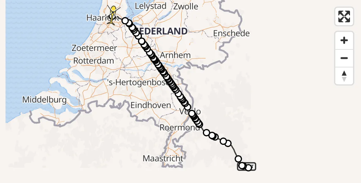 Routekaart van de vlucht: Traumaheli naar Amsterdam Heliport, Lipariweg
