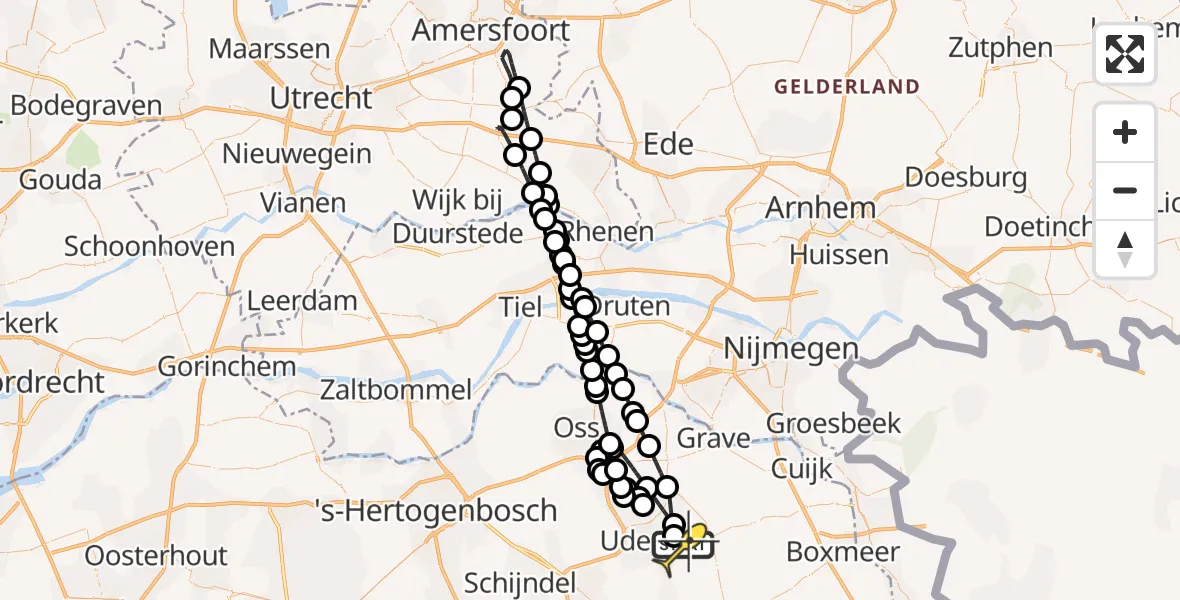 Routekaart van de vlucht: Lifeliner 3 naar Vliegbasis Volkel, Achter-Oventje