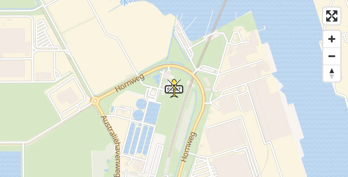 Routekaart van de vlucht: Traumaheli naar Amsterdam Heliport, Hornweg