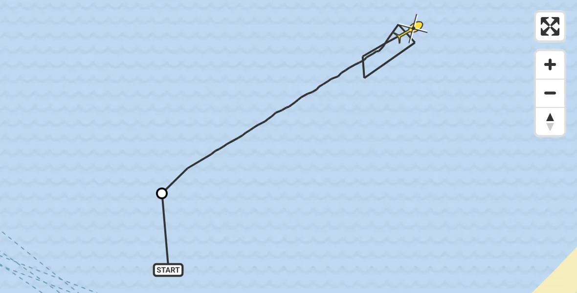 Routekaart van de vlucht: Kustwachthelikopter naar 