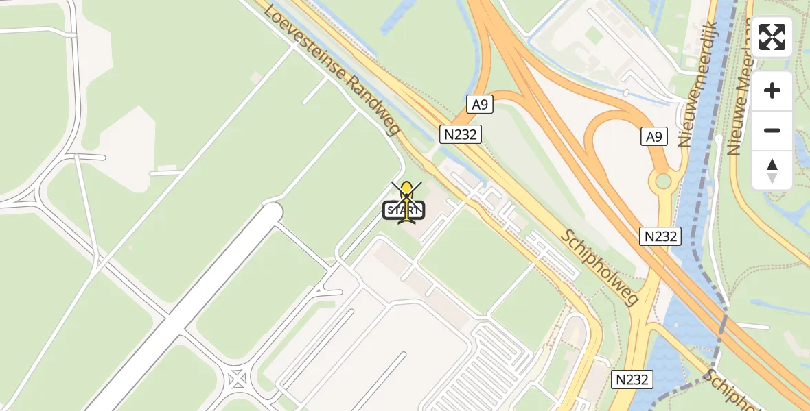 Vluchtroute Politiehelikopter van Schiphol naar Schiphol