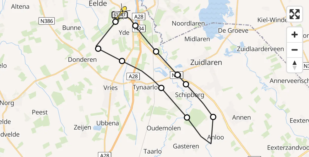 Routekaart van de vlucht: Lifeliner 4 naar Groningen Airport Eelde, Machlaan