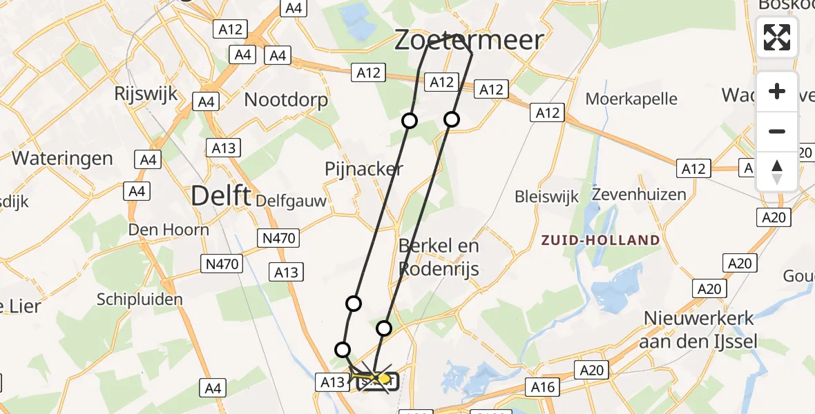 Routekaart van de vlucht: Lifeliner 2 naar Rotterdam The Hague Airport, Doenkadepad