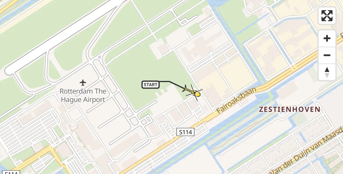 Routekaart van de vlucht: Lifeliner 2 naar Rotterdam The Hague Airport, Brandenburgbaan