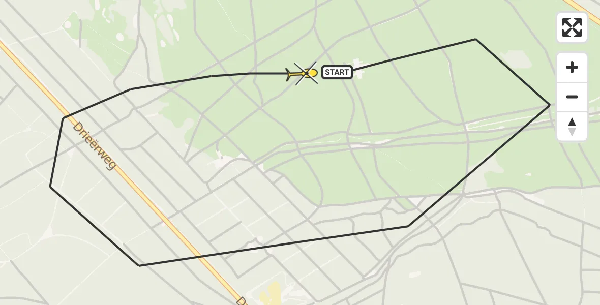 Routekaart van de vlucht: Politiehelikopter naar Ermelo, Postweg