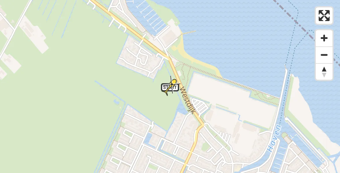 Routekaart van de vlucht: Politieheli naar Bunschoten-Spakenburg, Westdijk