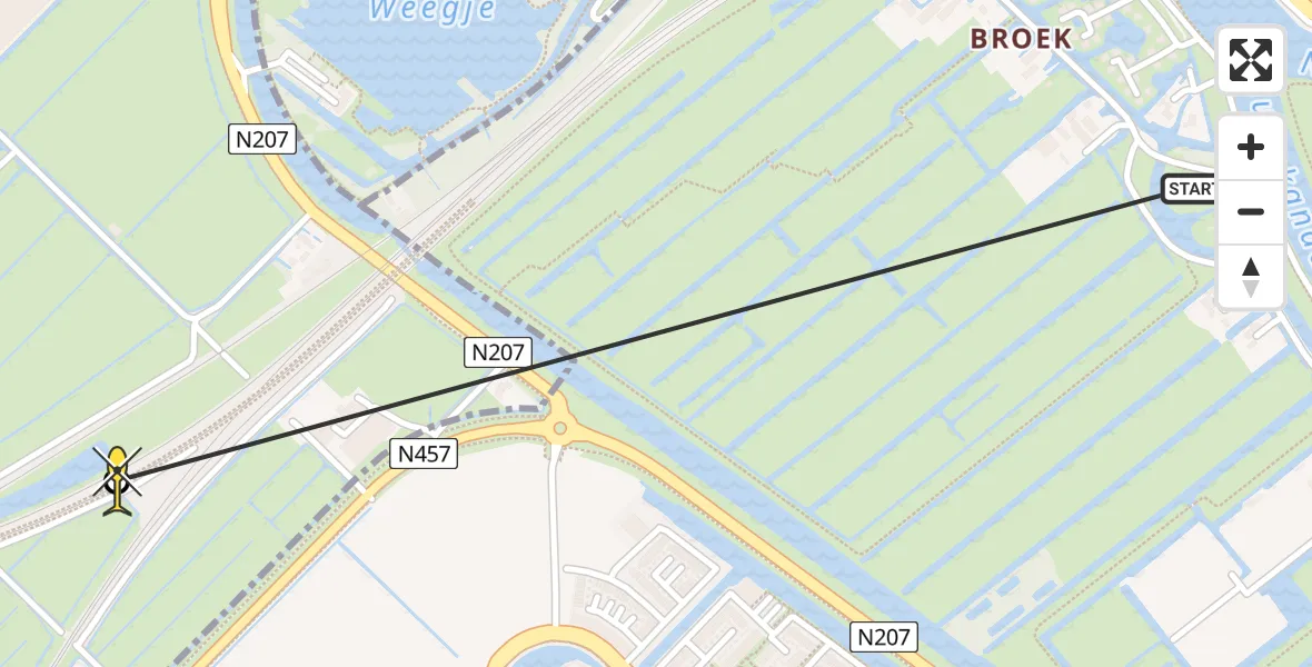 Routekaart van de vlucht: Lifeliner 2 naar Moordrecht, Fly-over Moordrecht