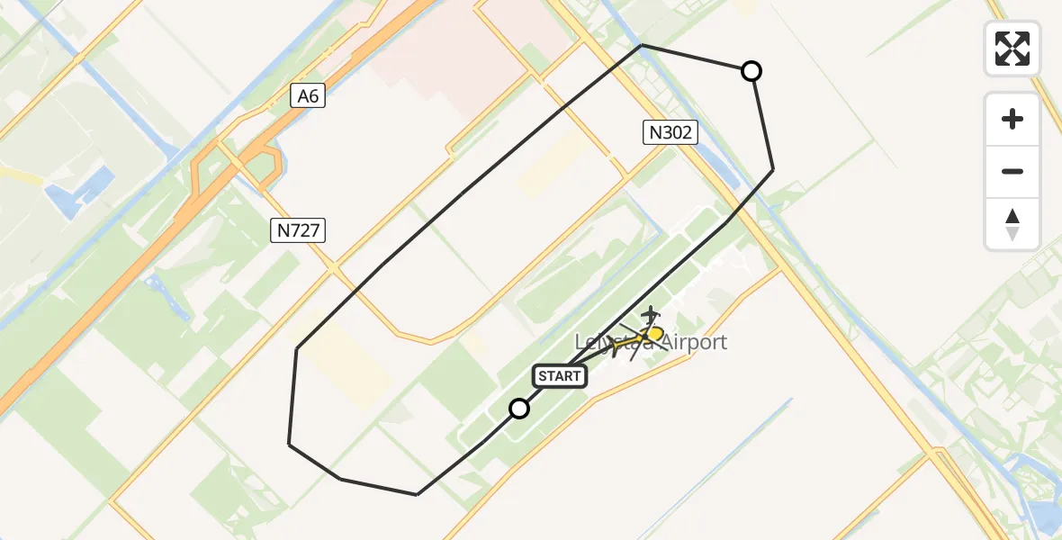 Routekaart van de vlucht: Traumahelikopter naar Lelystad Airport, Emoeweg