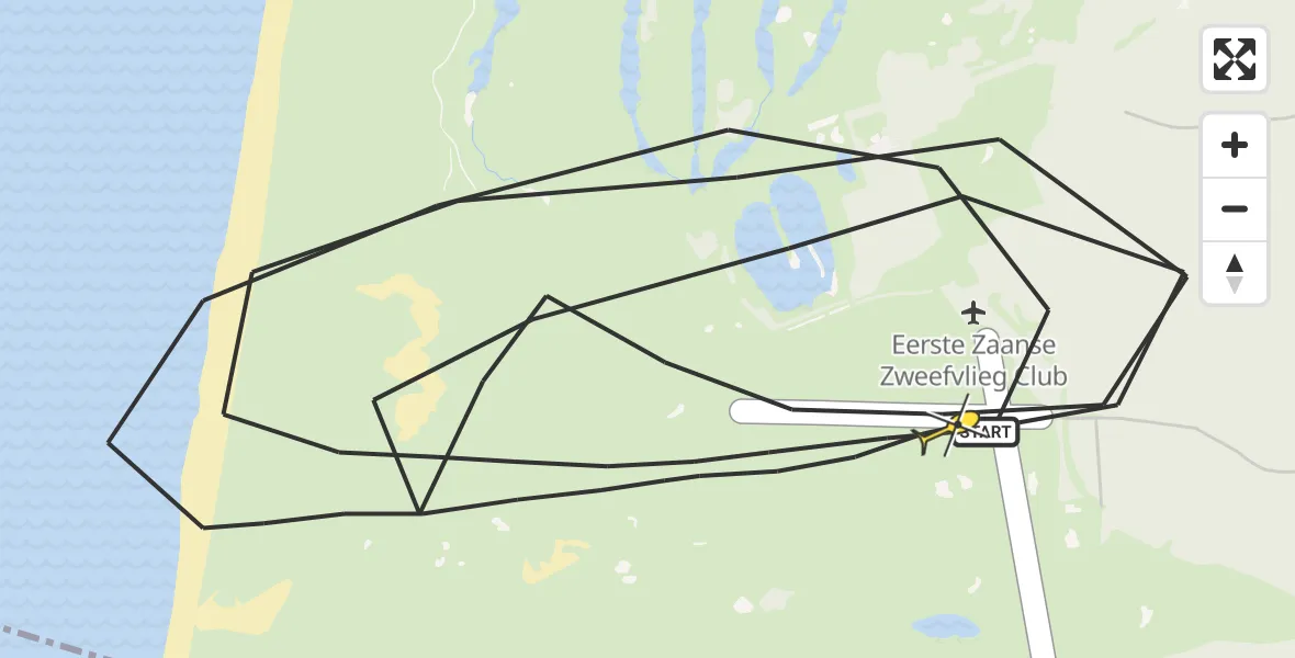 Routekaart van de vlucht: Kustwachthelikopter naar Castricum, Van Oldenborghweg