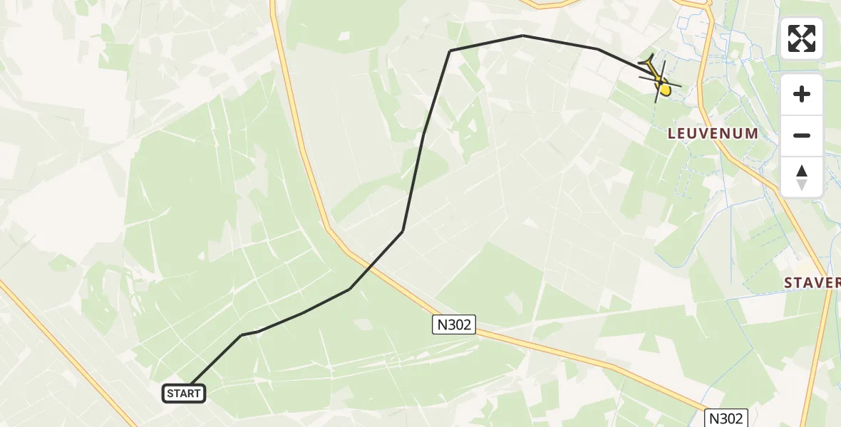 Routekaart van de vlucht: Traumaheli naar Ermelo, Flevoweg