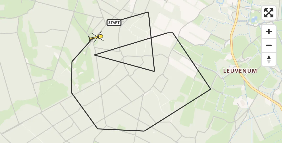 Routekaart van de vlucht: Traumaheli naar Ermelo, Jhr. Dr. C.J. Sandbergweg