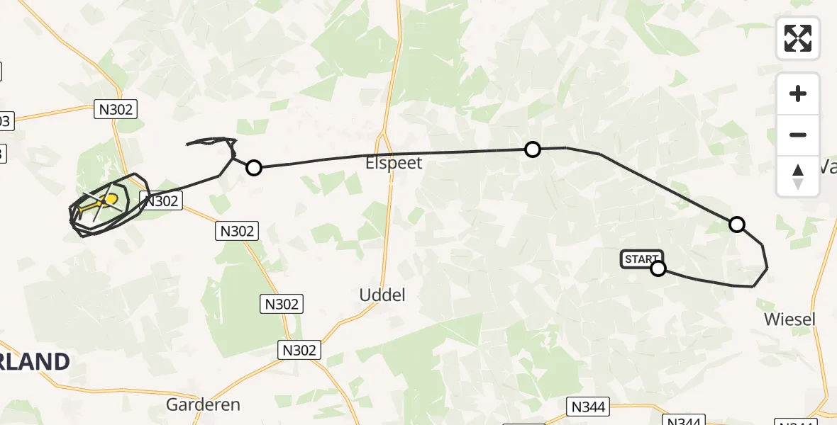 Routekaart van de vlucht: Politieheli naar Ermelo, Bovenweg