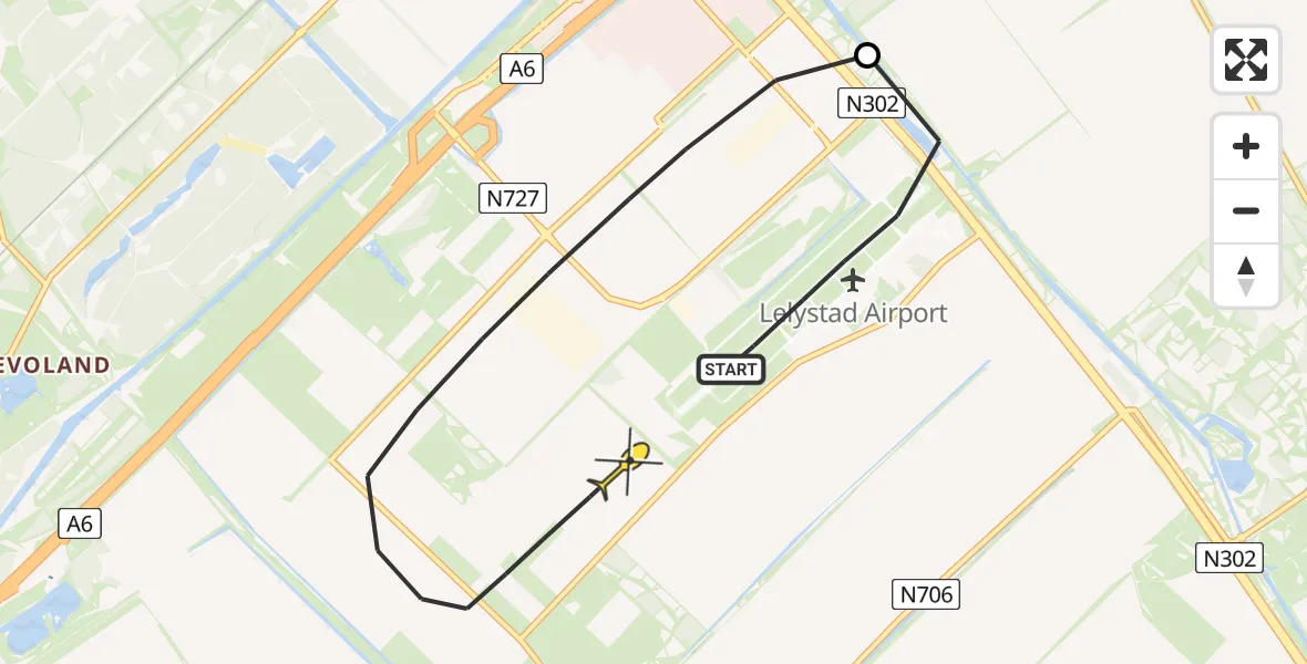 Routekaart van de vlucht: Traumahelikopter naar Lelystad, Eendenweg