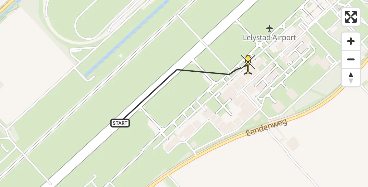 Routekaart van de vlucht: Traumahelikopter naar Lelystad Airport, Flamingoweg