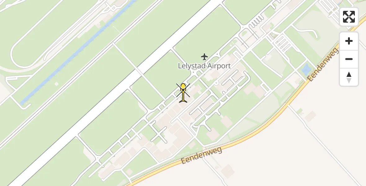 Routekaart van de vlucht: Traumaheli naar Lelystad Airport