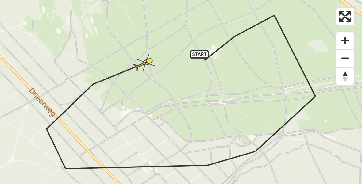 Routekaart van de vlucht: Politiehelikopter naar Ermelo, Postweg
