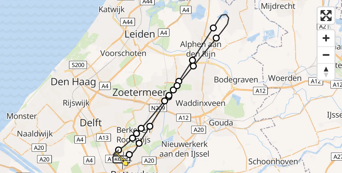 Routekaart van de vlucht: Lifeliner 2 naar Rotterdam The Hague Airport, Bovendijk