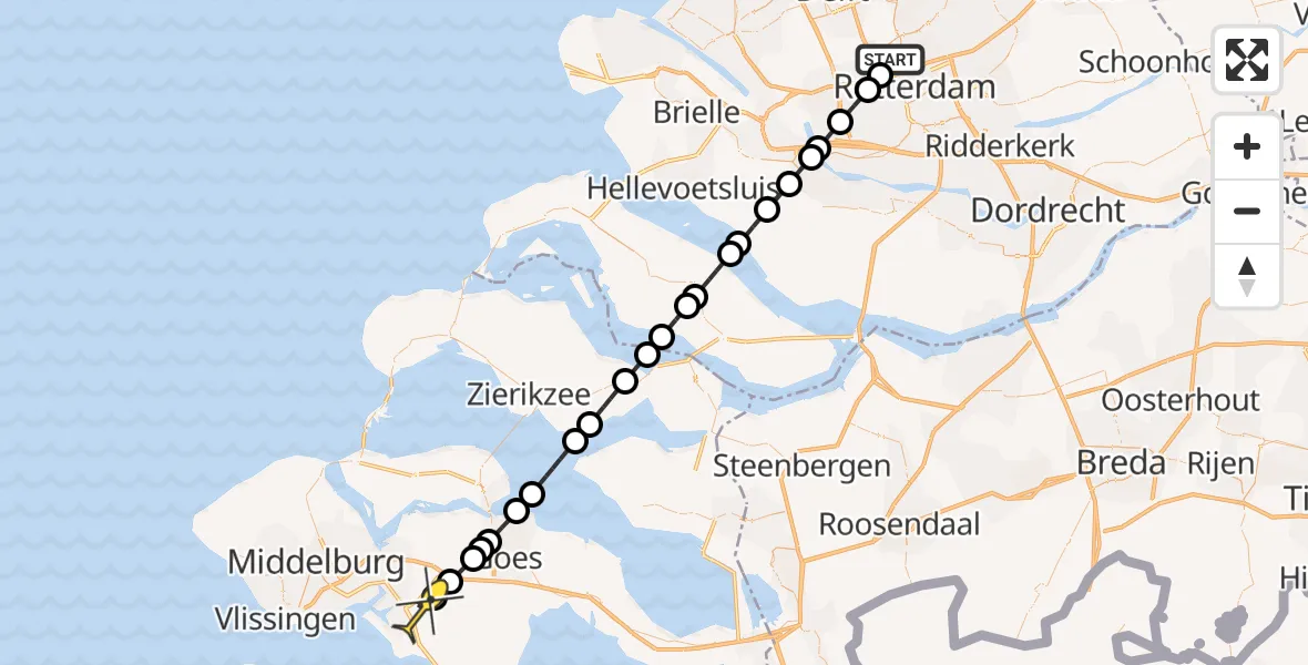 Routekaart van de vlucht: Lifeliner 2 naar 's-Heerenhoek, Deelenpad