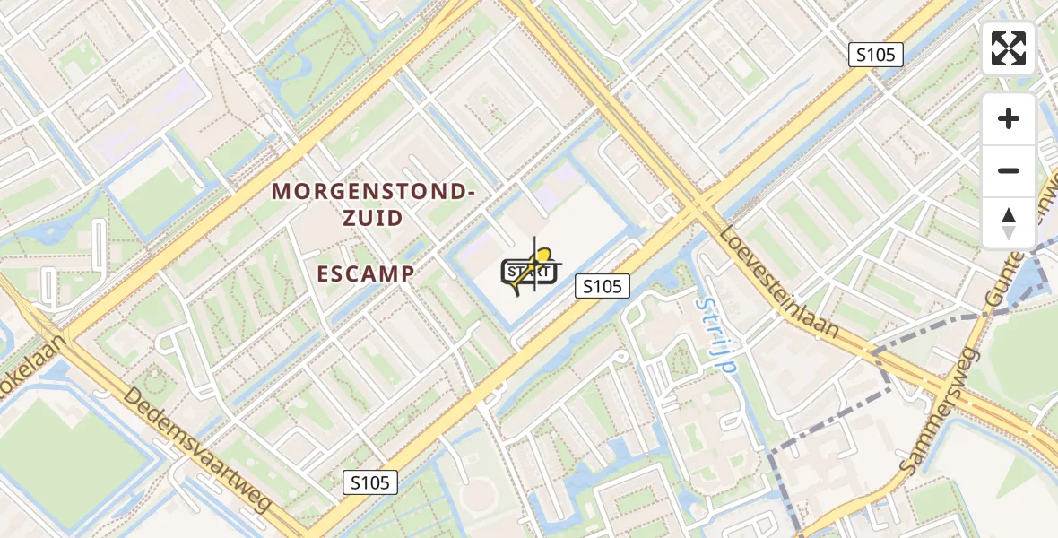 Routekaart van de vlucht: Lifeliner 2 naar Den Haag, Erasmusweg