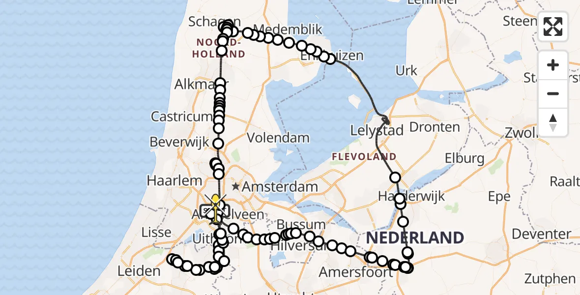 Routekaart van de vlucht: Politieheli naar Schiphol, Schipholweg