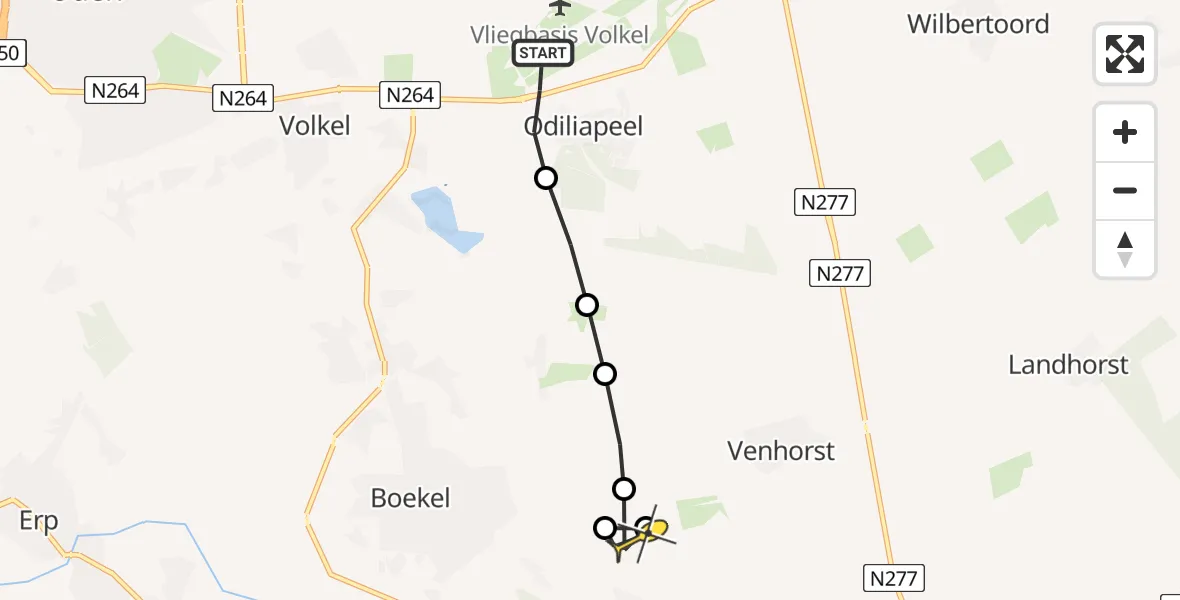 Routekaart van de vlucht: Lifeliner 3 naar Boekel, Rechtestraat