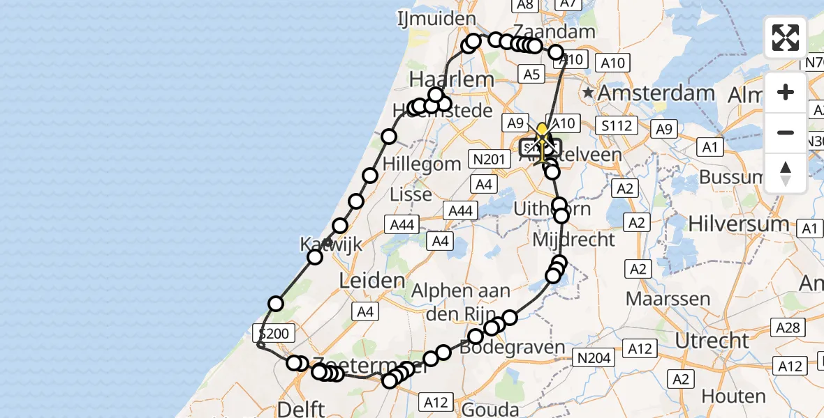 Routekaart van de vlucht: Politieheli naar Schiphol, Schipholdijk